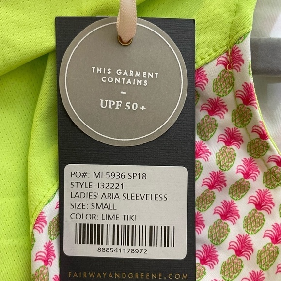 Fairway and Greene Women's Aloha Aria pineapple sleeveless top - Picture 7 of 8